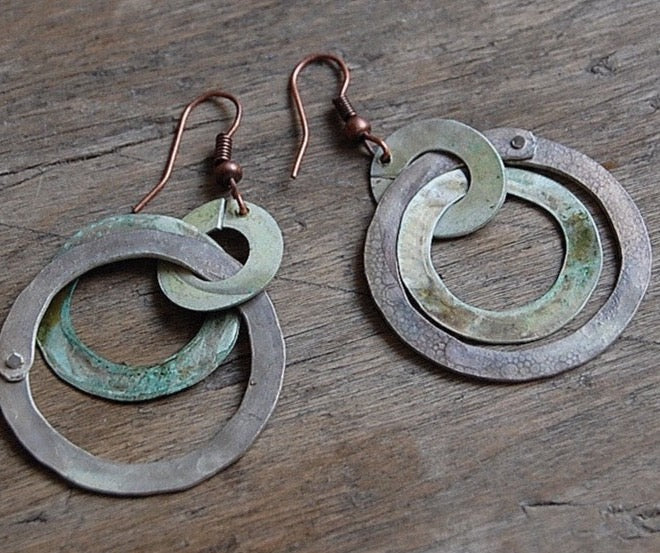 Copper and silver on sale earrings