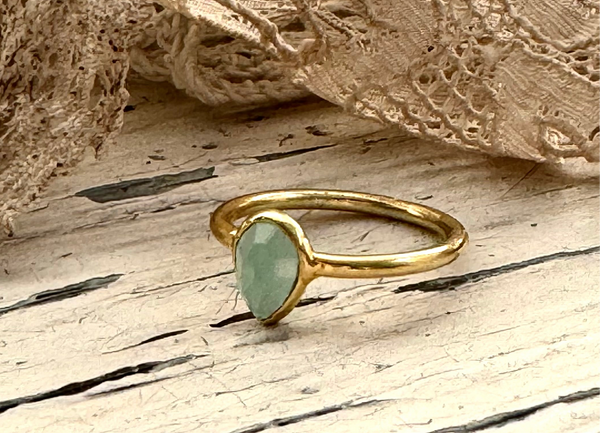 Amazonite laia’ ring | 24k gold-plated