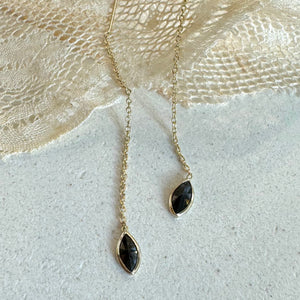 ‚Indra‘ chain drop earring / Onyx