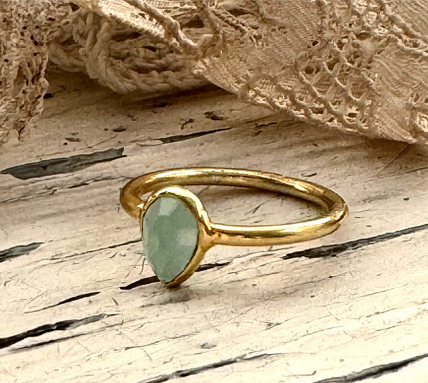 Amazonite laia’ ring | 24k gold-plated