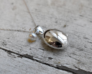 'locket & pearl' necklace | 925 silver